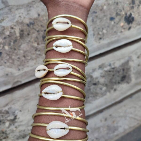 5 Cowrie shell bracelets ,African brass and cowrie bracelets , wholesale brass bracelets , African Brass jewelry ,wholesale brass jewelry